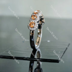 Doveggs round halo eternity pave moissanite/lab grown diamond & colored gem wedding band-5.5mm band width