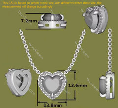 Doveggs heart halo moissanite pendant necklace (with chain)