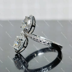 (size 8.75)Doveggs 2ct GHI color pear moissanite engagement SS ring