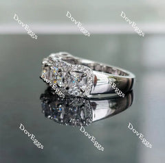 Doveggs princess five stone halo moissanite/lab grown diamond wedding bands-3mm band width