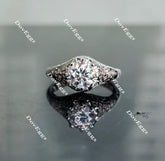 Doveggs round vintage moissanite engagement ring for women