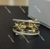 Doveggs round moissanite/lab grown diamond wide wedding band-6.5mm band width