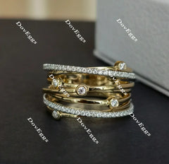 Doveggs round moissanite/lab grown diamond wide wedding band-6.5mm band width