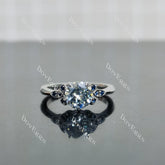 (size 5-5.25) Doveggs sterling silver 1ct round stardust grey colored moissanite engagement ring