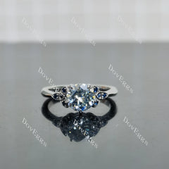 (size 5-5.25) Doveggs sterling silver 1ct round stardust grey colored moissanite engagement ring