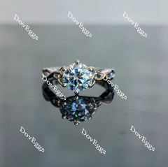 Doveggs round hollow out band solitaire moissanite engagement ring