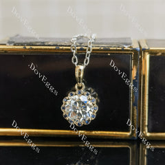 Doveggs round art deco moissanite pendant necklace (pendant only)