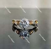Doveggs round art deco solitaire moissanite engagement ring