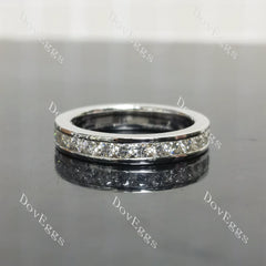 (size 8.5)Doveggs sterling silver Round moissanite wedding band