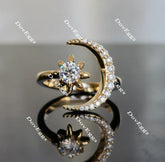 Doveggs 10k yellow gold Crescent Moon and Start moissanite wedding band (size 7.125)