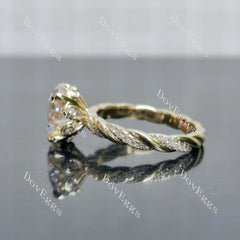 Doveggs floral pave vintage twisted engagement ring semi-mount only(Exclusively to DovEggs Stones)