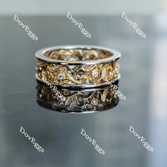 Doveggs round vintage moissanite/lab grown diamond wedding band for women-6mm band width