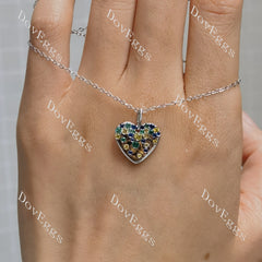 Round pave multicolor art deco pendant necklace(pendant only)| Doveggs