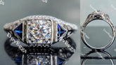 Doveggs round side stones moissanite & colored gem engagement ring