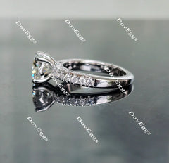 Doveggs round half eternity pave moissanite engagement ring