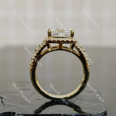 Doveggs Princess Halo Art Deco Lab Grown Diamond Engagement Ring