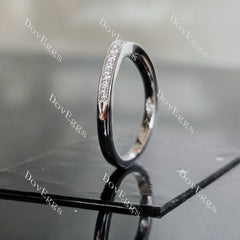 Doveggs round half eternity pave moissanite/lab grown diamond wedding band-1.9mm band width