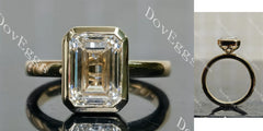 Doveggs Emerald Bezel Solitaire Lab Grown Diamond Engagement Ring