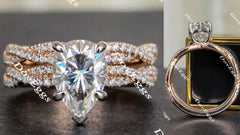 doveggs pear moissanite bridal set (2 rings)