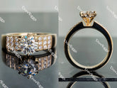 Doveggs round pave moissanite engagement ring for women
