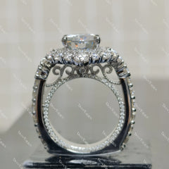 (size 7.25)Doveggs 5ct GHI color cushion moissanite engagement SS ring