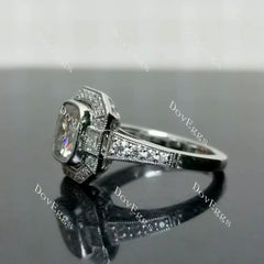 (size 7) Doveggs sterling silver 2ct elongated cushion moissanite engagement ring