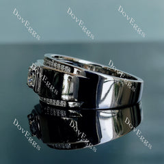 Doveggs round wide pave moissanite engagement ring