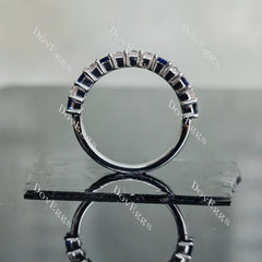 Doveggs 2.5mm princess moissanite/lab grown diamond & colored gem combo wedding band-2.2mm band width