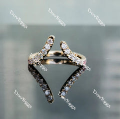 Doveggs round curved moissanite/lab grown diamond & colored gem wedding band-2.1mm band width