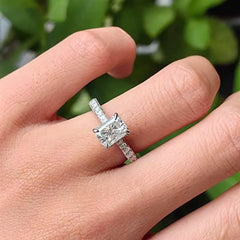 Doveggs 2ct radiant sterling silver hidden halo moissanite ring Band Width 2.6mm