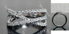 Doveggs round criss cross half eternity pave moissanite/ lab grown diamond wedding band-3.0mm band width