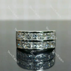 Doveggs princess channel set moissanite/lab grown diamond wedding band-7mm band width