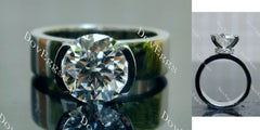 Doveggs Round Bezel Lab Grown Diamond Engagement Ring