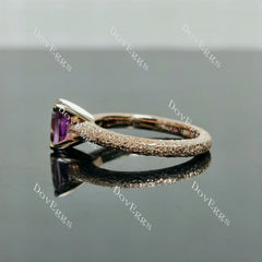 Doveggs criss cut elongated cushion solitaire textured colored gem engagement ring