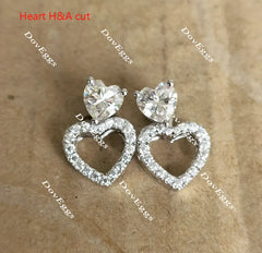 Doveggs heart halo moissanite earrings for women