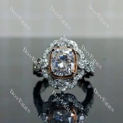 Vanessa cushion floral bezel moissanite engagement ring