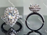 Doveggs pear half eternity pave halo moissanite engagement ring
