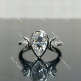 (size 8) Doveggs sterling silver 4ct pear moissanite engagement ring