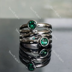 Doveggs round two stones around 14mm tapered to 7mm colored gem wedding band-7mm band width