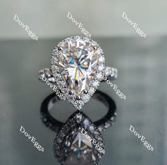 Doveggs pear half eternity pave halo moissanite engagement ring