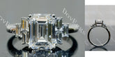 Doveggs Emerald Pave Side Stones Lab Grown Diamond Engagement Ring