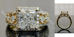Doveggs Princess Halo Art Deco Lab Grown Diamond Engagement Ring