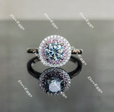 Doveggs round halo moissanite engagement ring