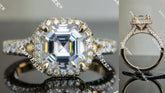 Bemyringsister three paved & halo engagement ring only semi-mount only(Exclusively to DovEggs Stones)
