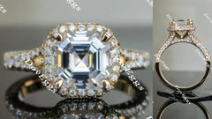 Bemyringsister three paved & halo engagement ring only semi-mount only(Exclusively to DovEggs Stones)