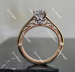 DovEggs vintage cushion moissanite engagement ring