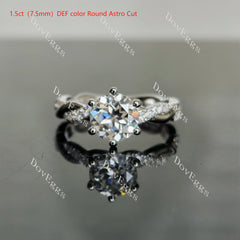 KD’s histone round curved band moissanite engagement ring