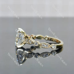 Doveggs Cushion Side Stones Lab Grown Diamond Engagement Ring