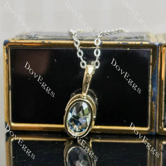 River Lee-Oval solitaire moissanite pendant necklace (pendant only)| Doveggs