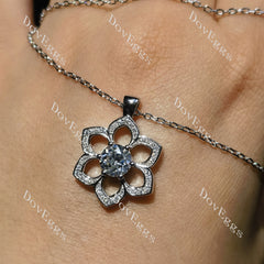 Six Wishes by Angel- Round floral pave moissanite pendant necklace (pendant only)| Doveggs